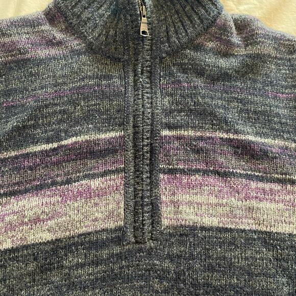 Banana Republic Sweater Medium Gray Purple 1/4 Zip Extra Fine Merino Wool - Picture 10 of 16